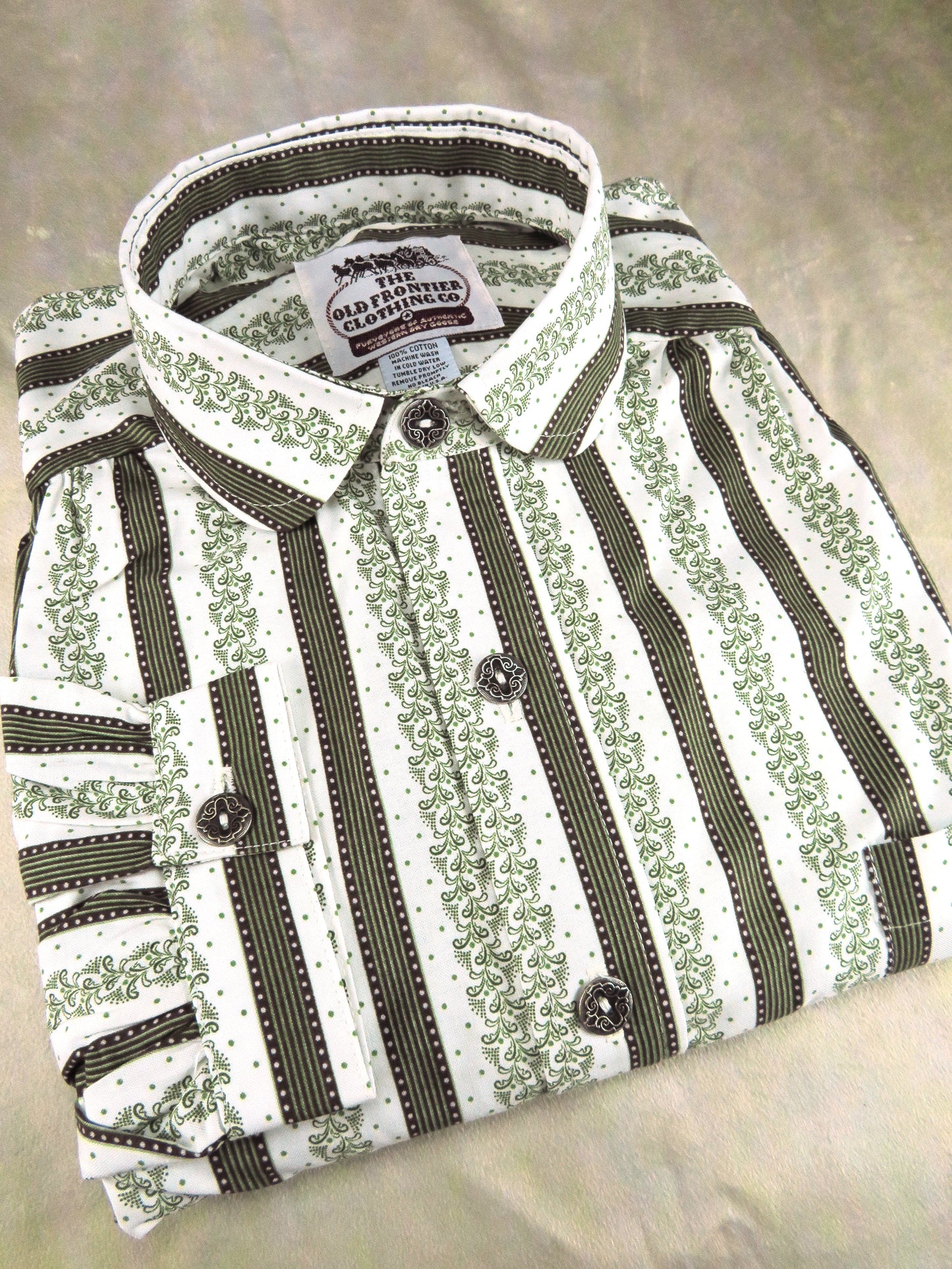 Green Ivy and Brown Stripe Men's Victorian Shirt
