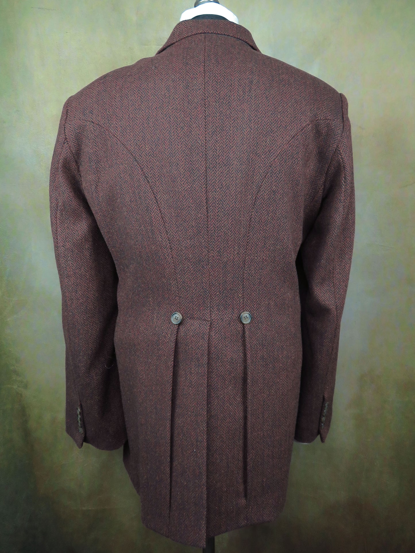Men's Town Coat - Rust and Black Herringbone