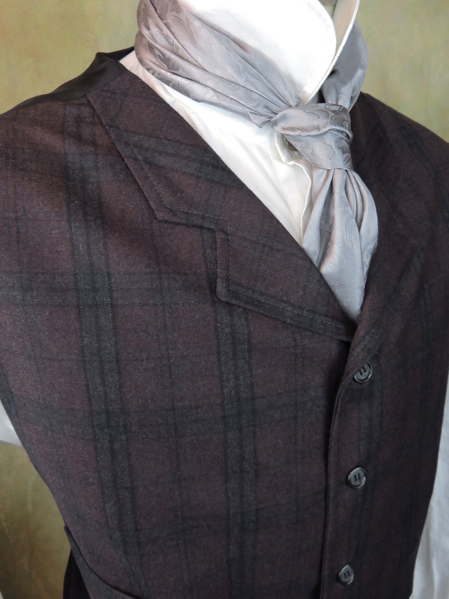 Men's Notch Vest - Burgundy and Charcoal Glen Plaid #791-B