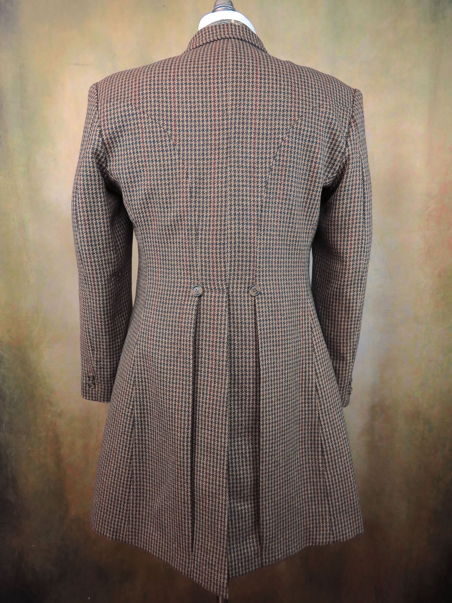 Men's Frock Coat - Brown Houndstooth with Rust