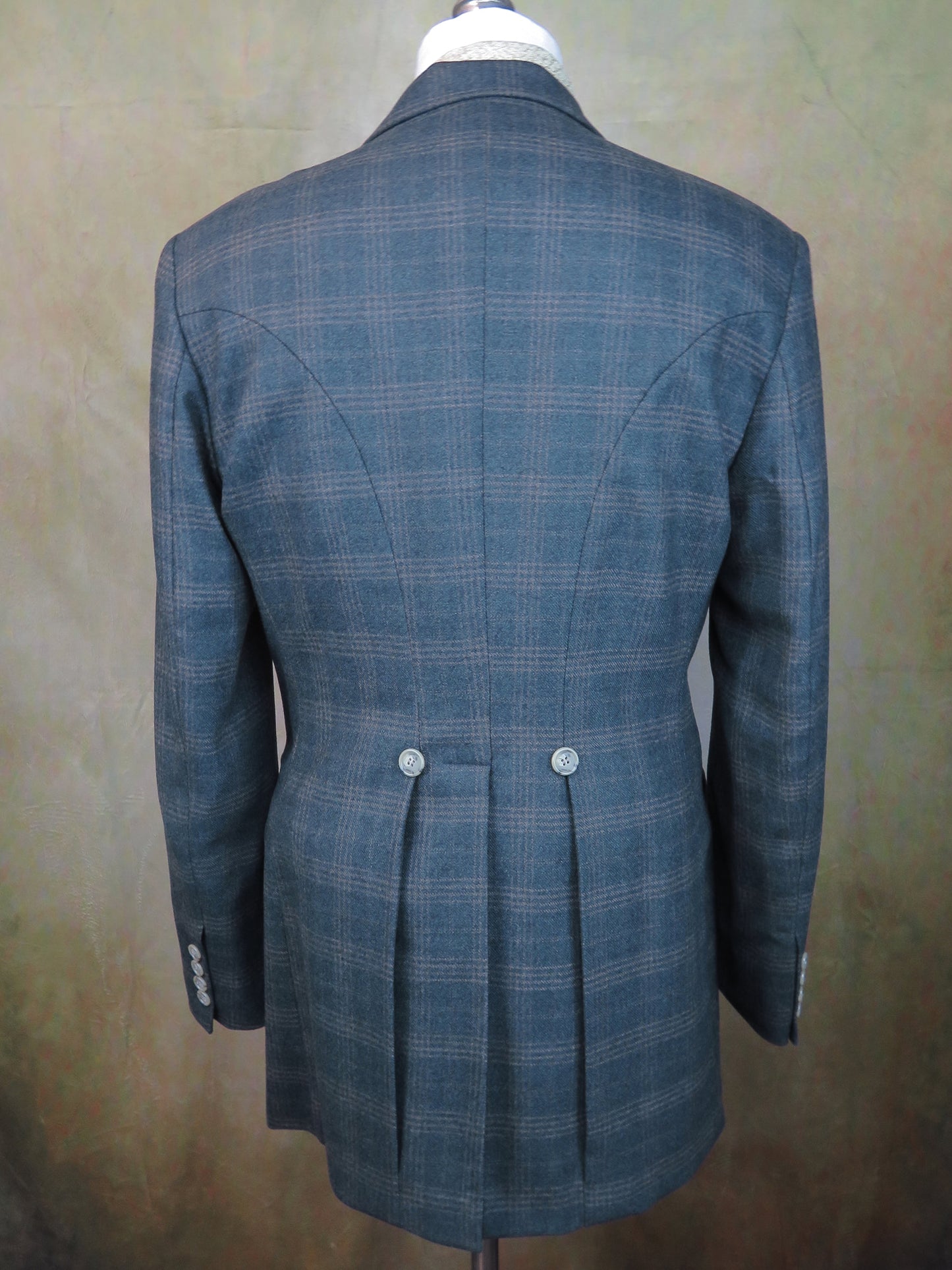 Men's Town Coat - Juniper Green with Brown Glen Plaid #181-B