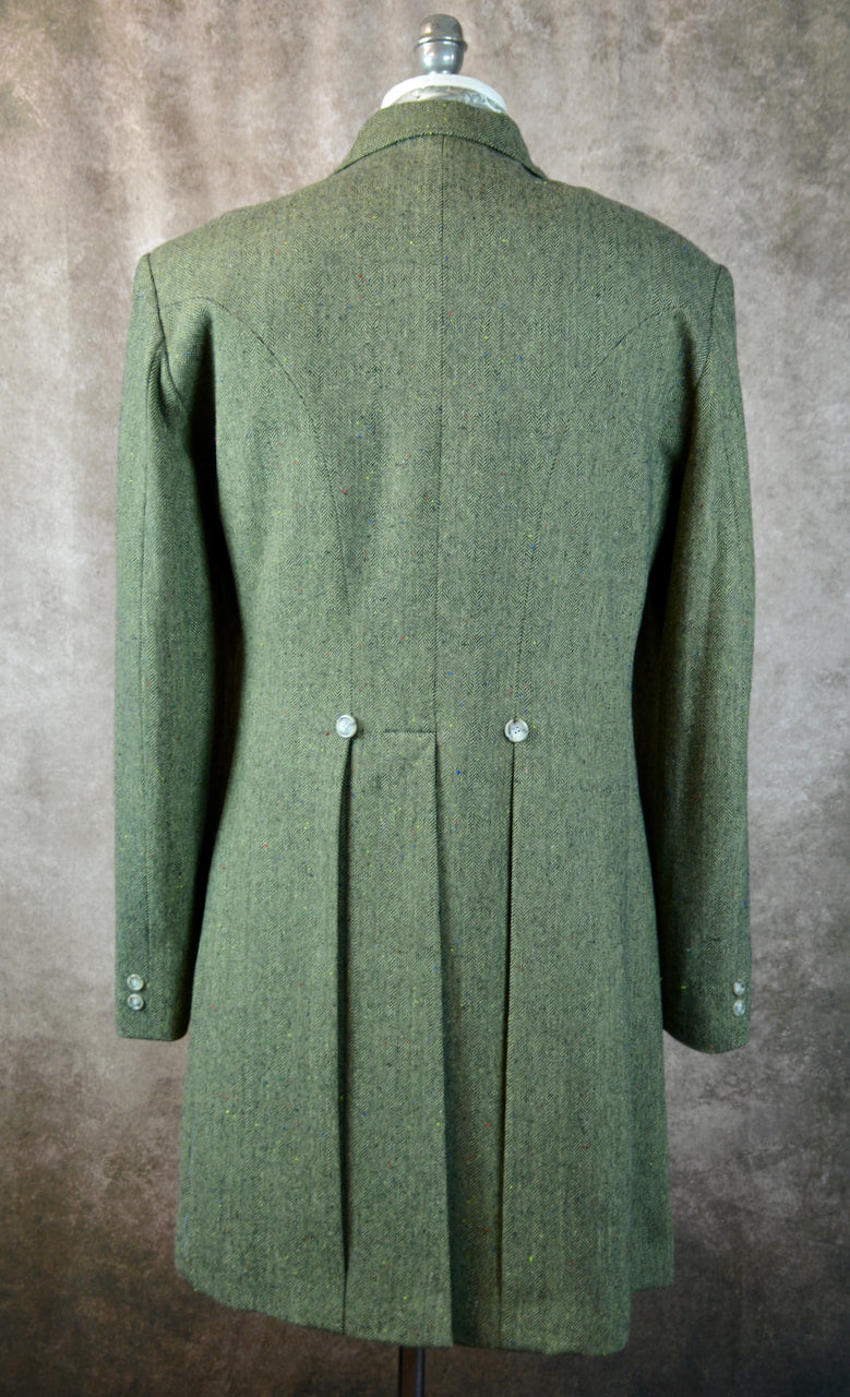 Men's Frock Coat - Olive Green Herringbone with Assorted Colored Flecks