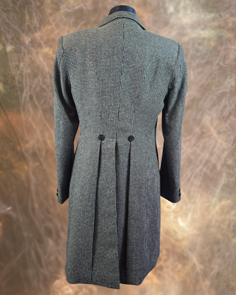 Women's Black and Grey Houndstooth Tailored Frock Coat