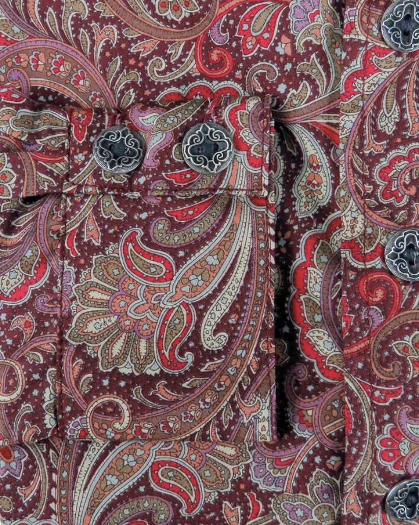 Wine and Maroon Floral Paisley Men's Dakota Shirt
