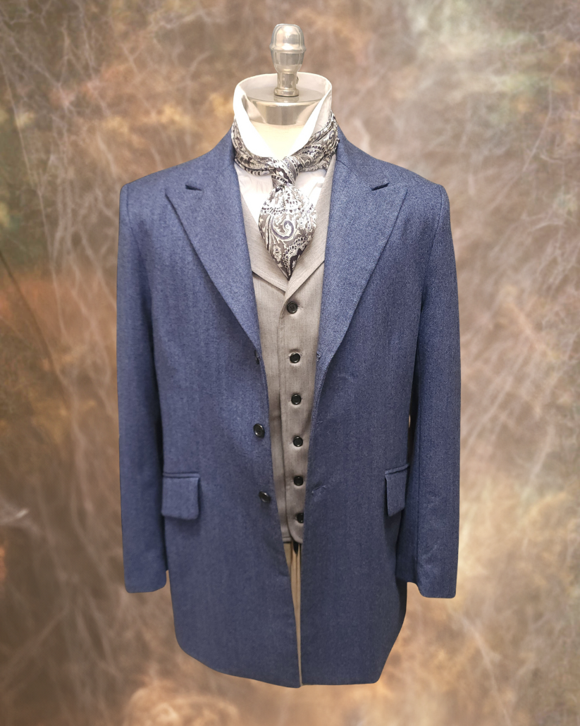 Men’s Town Coat - Deep Blue Skies Herringbone