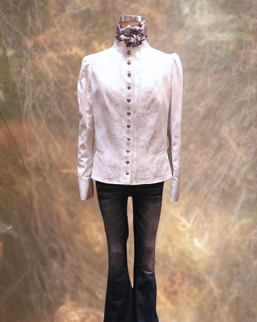 Women's Victoriana Peplum Coat – White Floral