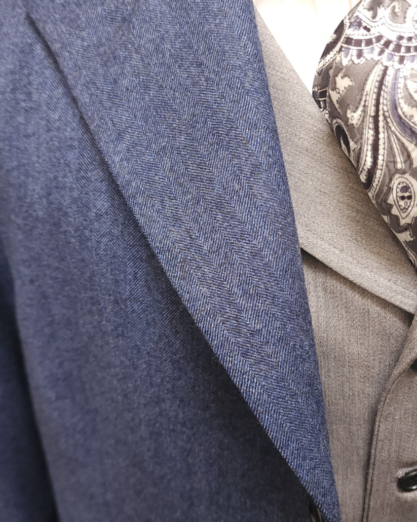 Men’s Town Coat - Deep Blue Skies Herringbone