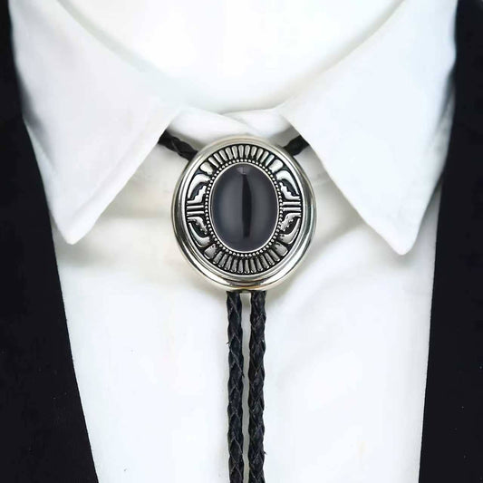 Western Onyx Cowboy Bolo Tie