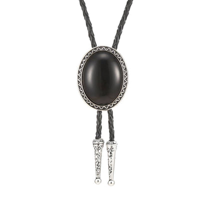 Cowboy Oval Onyx Bolo Tie