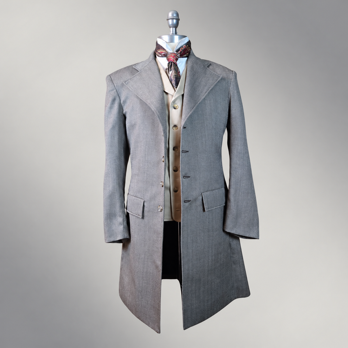 Men's Grey Wool Frock Coat