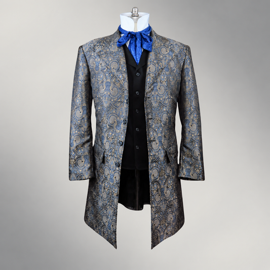 Men's Gunmetal Brocade Frock Coat