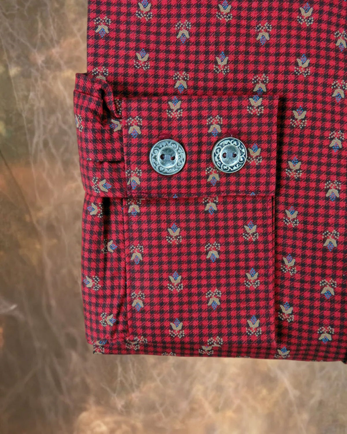 Red and Black Floral Check Men's Dakota Shirt