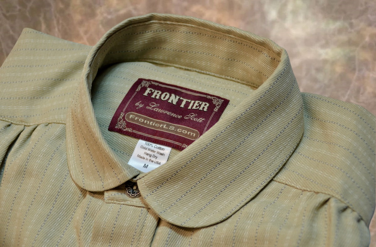 Tan with Ticking Stripe Men's Victorian Shirt