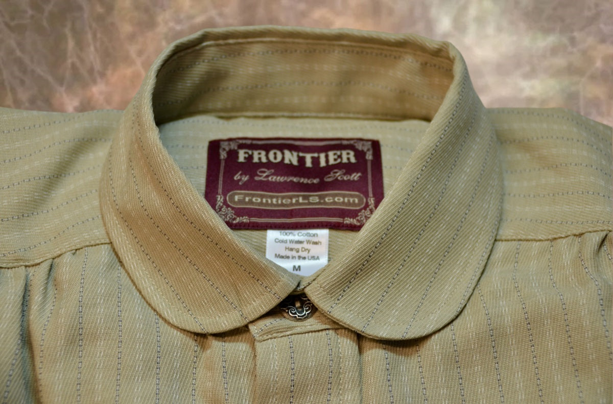 Tan with Ticking Stripe Men's Victorian Shirt