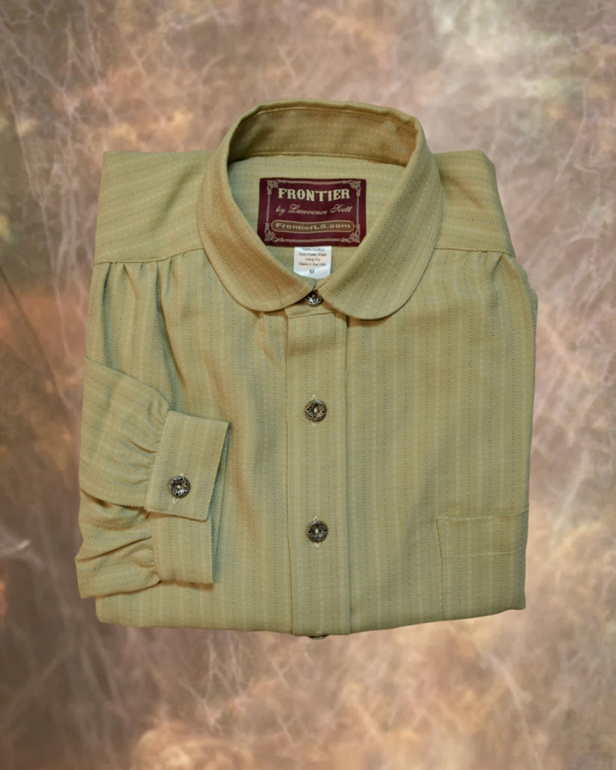 Tan with Ticking Stripe Men's Victorian Shirt