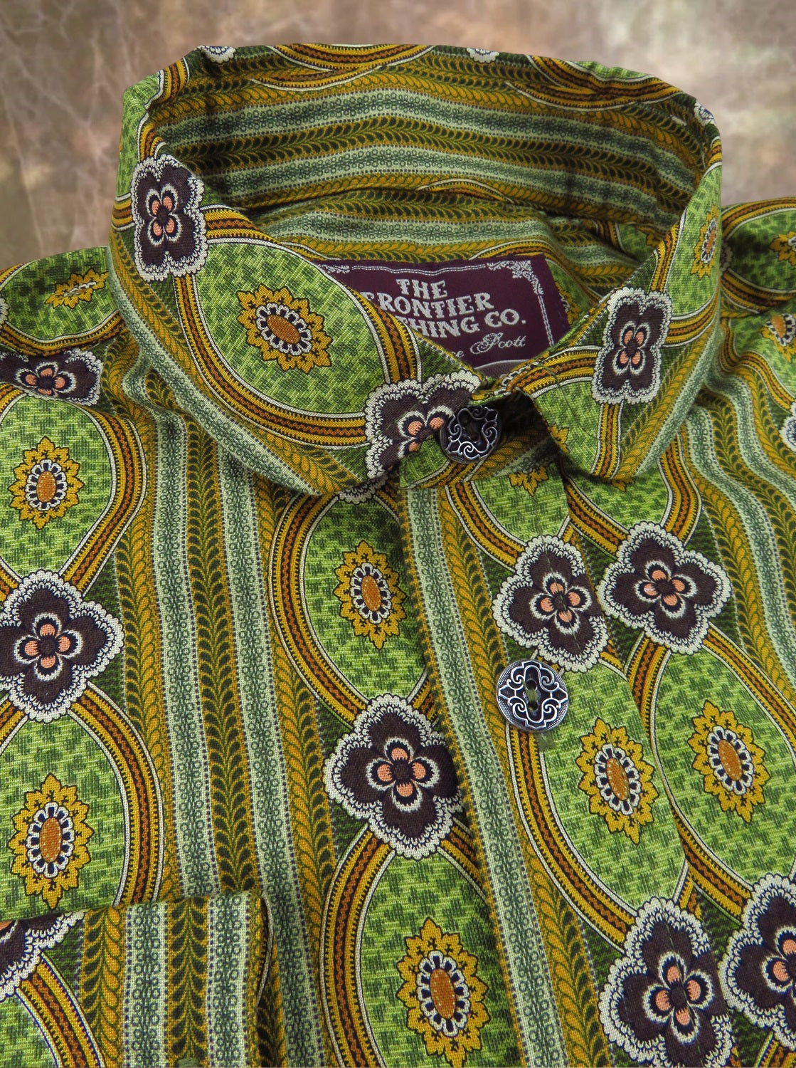 Edwardian Green Wallpaper Men's Dakota Shirt