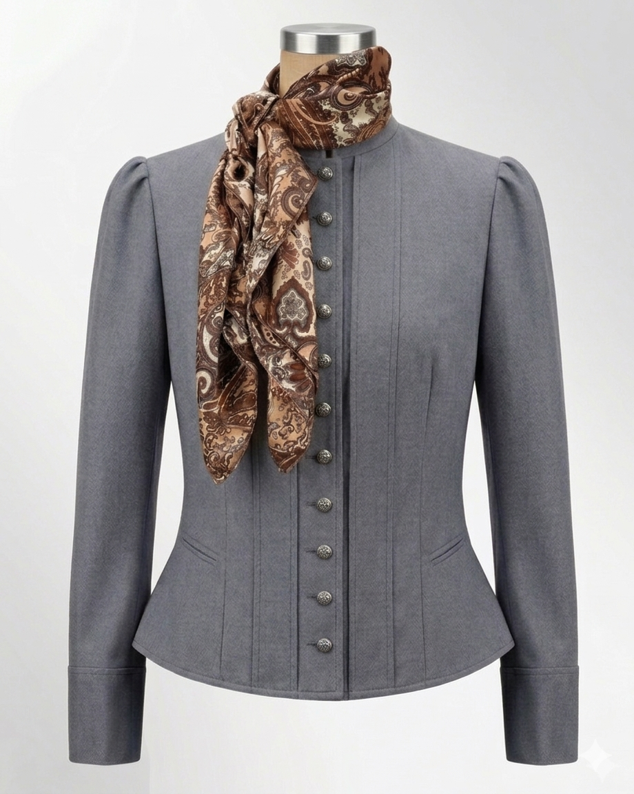 Women's Victoriana Peplum Coat – Grey Slate Wool