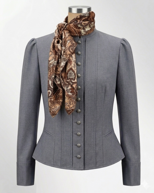 Women's Victoriana Peplum Coat – Grey Slate Wool