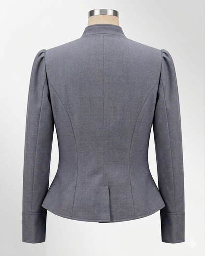 Women's Victoriana Peplum Coat – Grey Slate Wool
