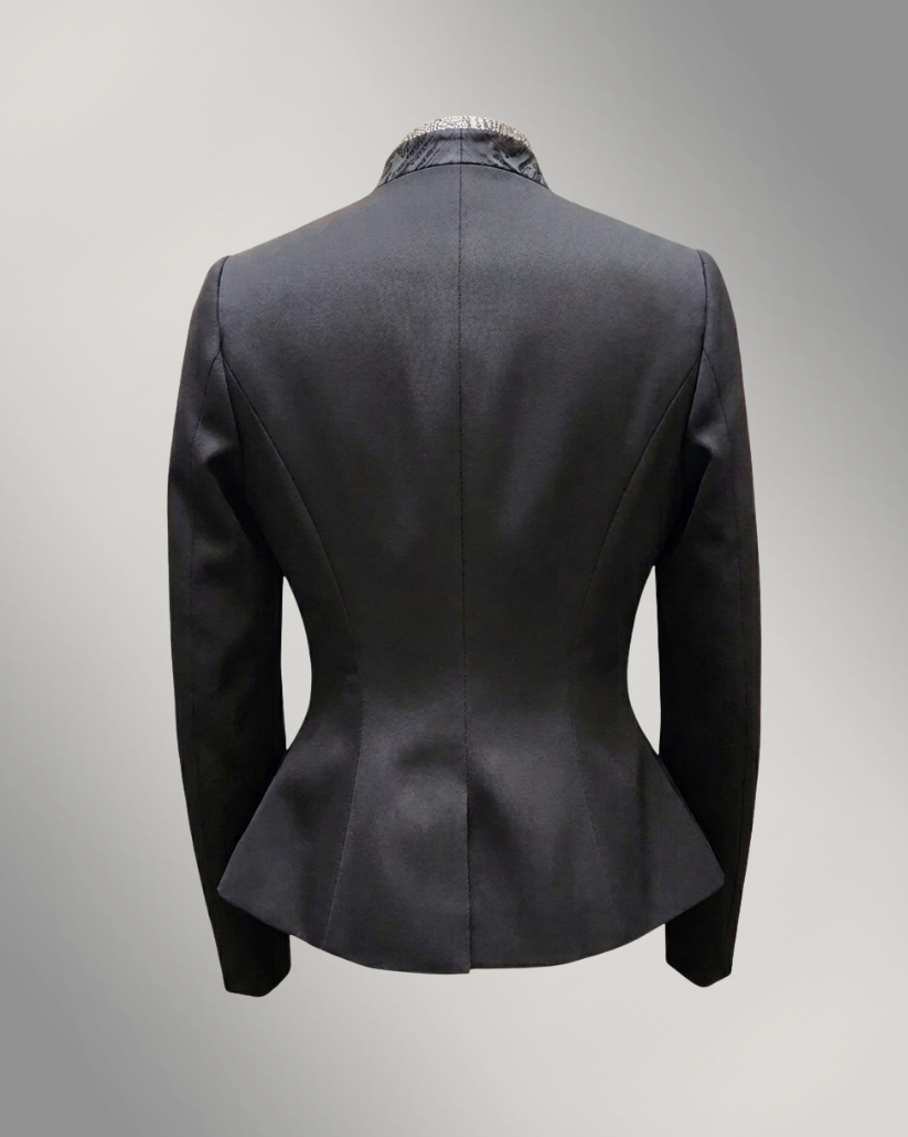 Women's Victoriana Peplum Coat – Midnight Black Gabardine