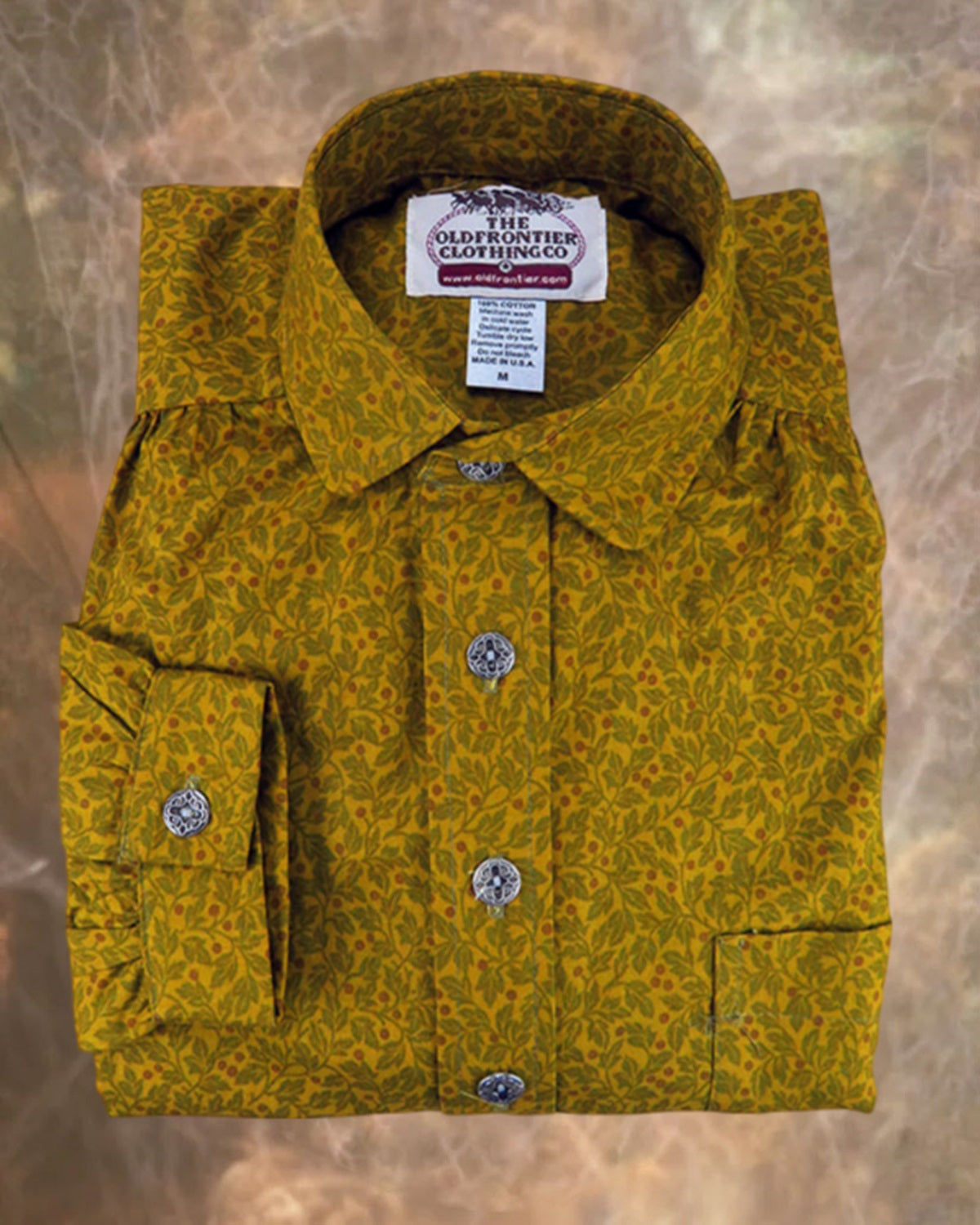 Honey Yellow Vine Calico Men's Victorian Shirt