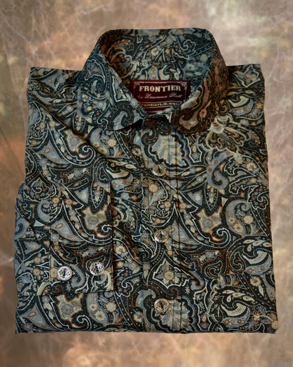 Midnight and Rust Floral Paisley Men's Dakota Shirt