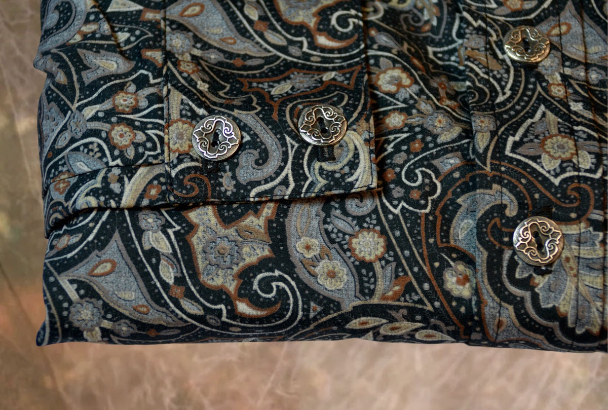 Midnight and Rust Floral Paisley Men's Dakota Shirt