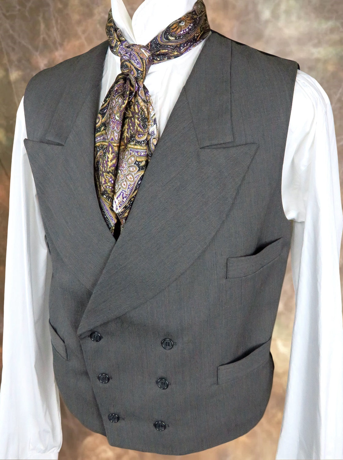 Men's Double Breasted Vest - Grey