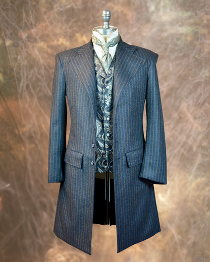 Men's Frock Coat - Diagonal Tan Chalk Stripe