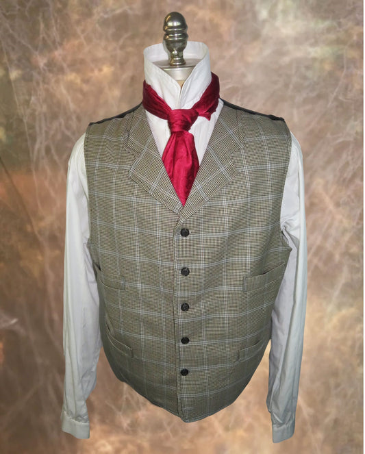 Men's Notch Vest - Black Mini Houndstooth with Sky Blue 699