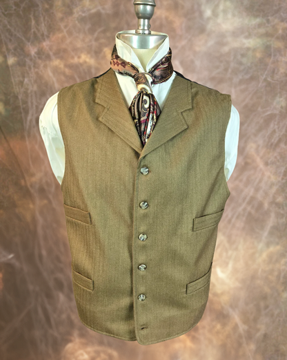 Men's Notch Vest - Light Tan Cashmere Wool Blend Herringbone 694