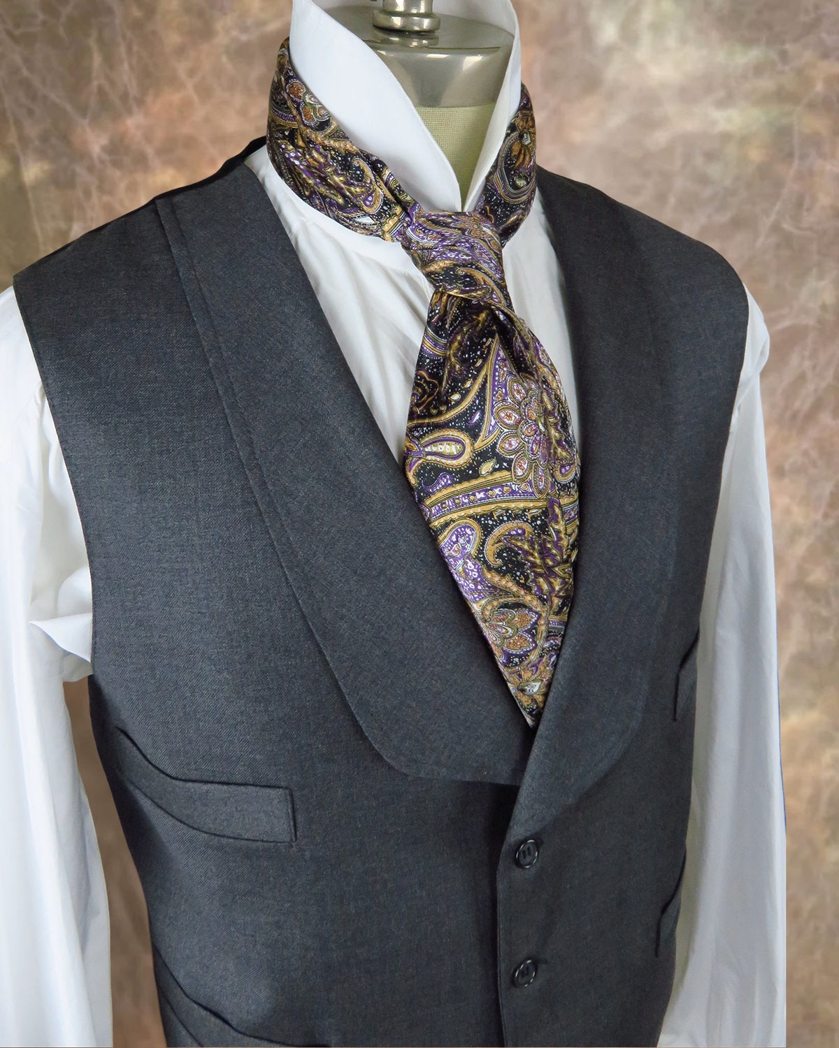 Men's Shawl Vest - Grey