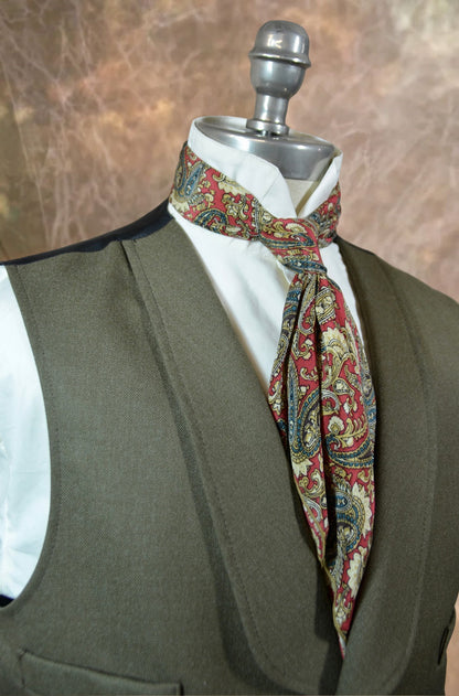 Men's Shawl Vest - Olive Green 619