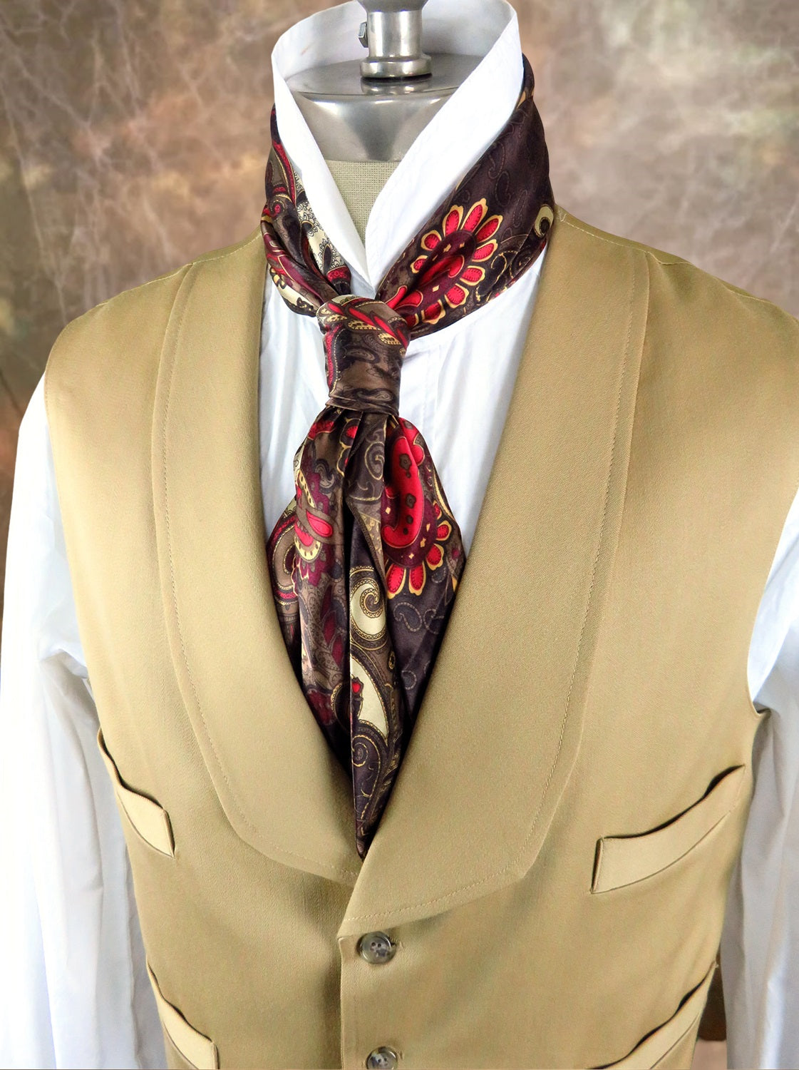 Men's Shawl Vest - Tan