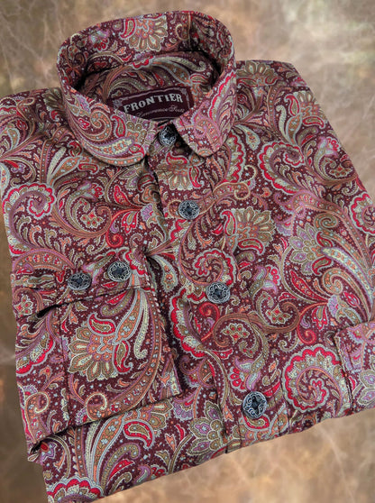 Wine and Maroon Floral Paisley Men's Dakota Shirt