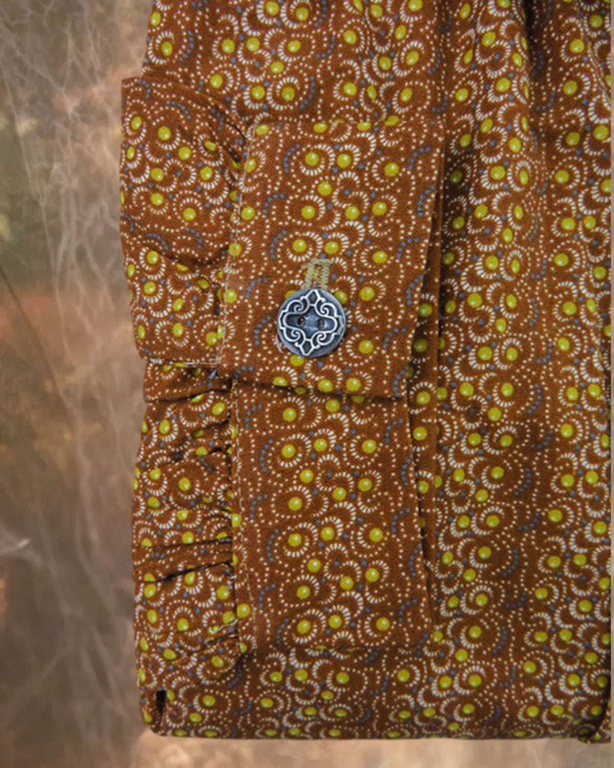 Yellow Ochre Geometric Dot Victorian Shirt