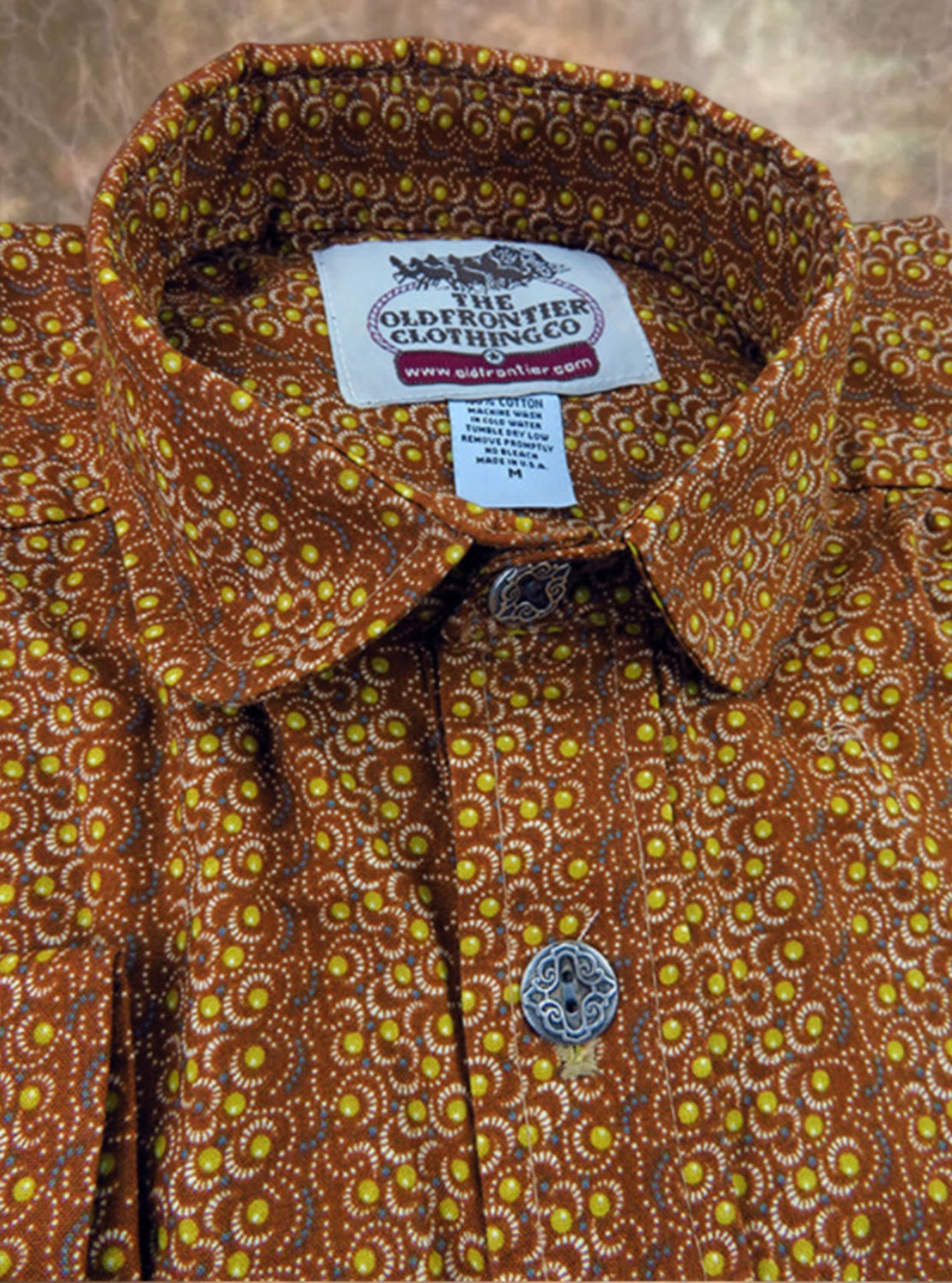 Yellow Ochre Geometric Dot Victorian Shirt