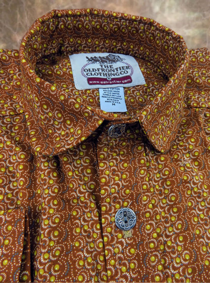 Yellow Ochre Geometric Dot Victorian Shirt