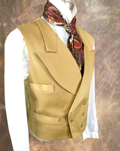 Men's Double Breasted Vest - Tan