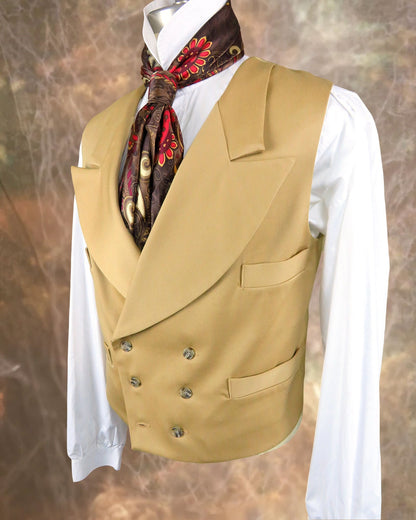 Men's Double Breasted Vest - Tan