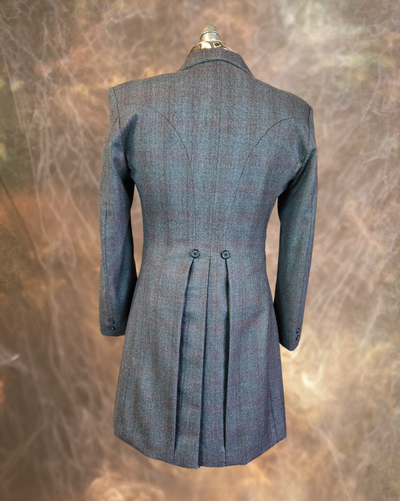 Men's Frock Coat - Grey with Faded Purple Windowpane f13