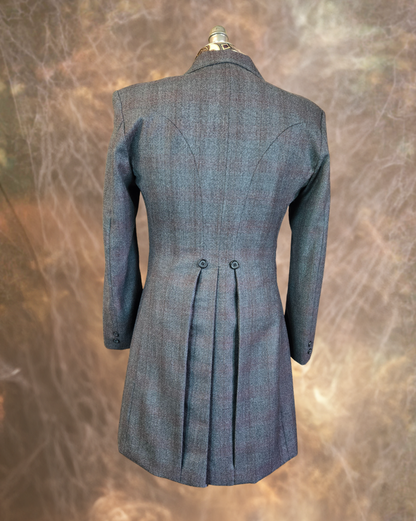 Men's Frock Coat - Grey with Faded Purple Windowpane f13