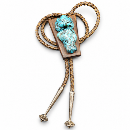 Vintage Turquoise & Wood Southwestern Bolo Tie