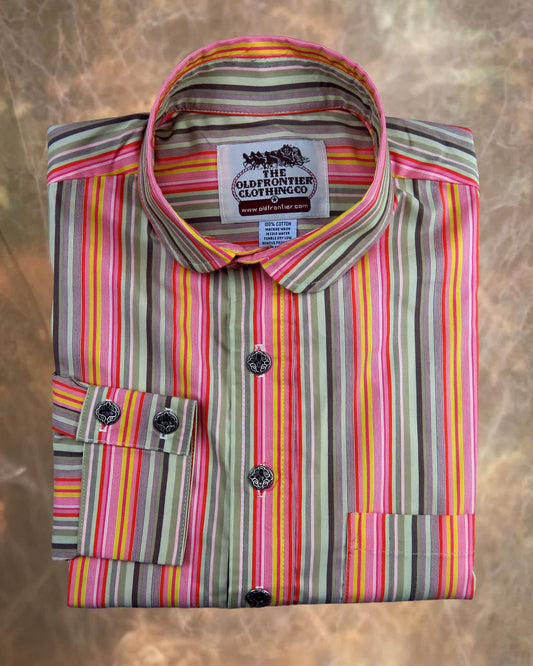 Pink Peach Yellow Stripe Dakota Shirt