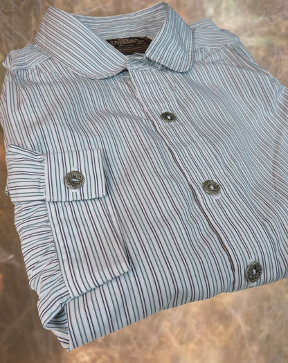Green and Graphite Stripe Men's Victorian Shirt