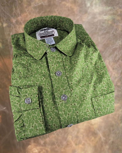 Fern Green and Seafoam Calico Men's Victorian Shirt FRONTIER Fern Green and Seafoam Calico Men's Victorian Shirt FRONTIER