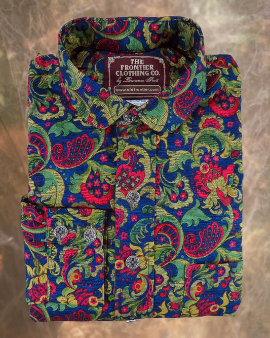 Green and Red Floral Wallpaper Men's Dakota Shirt