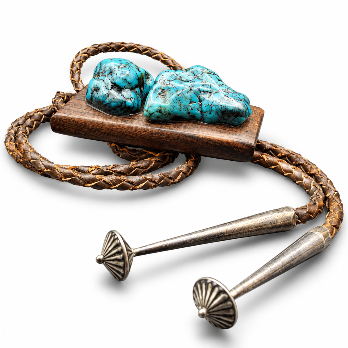 Vintage Turquoise & Wood Southwestern Bolo Tie