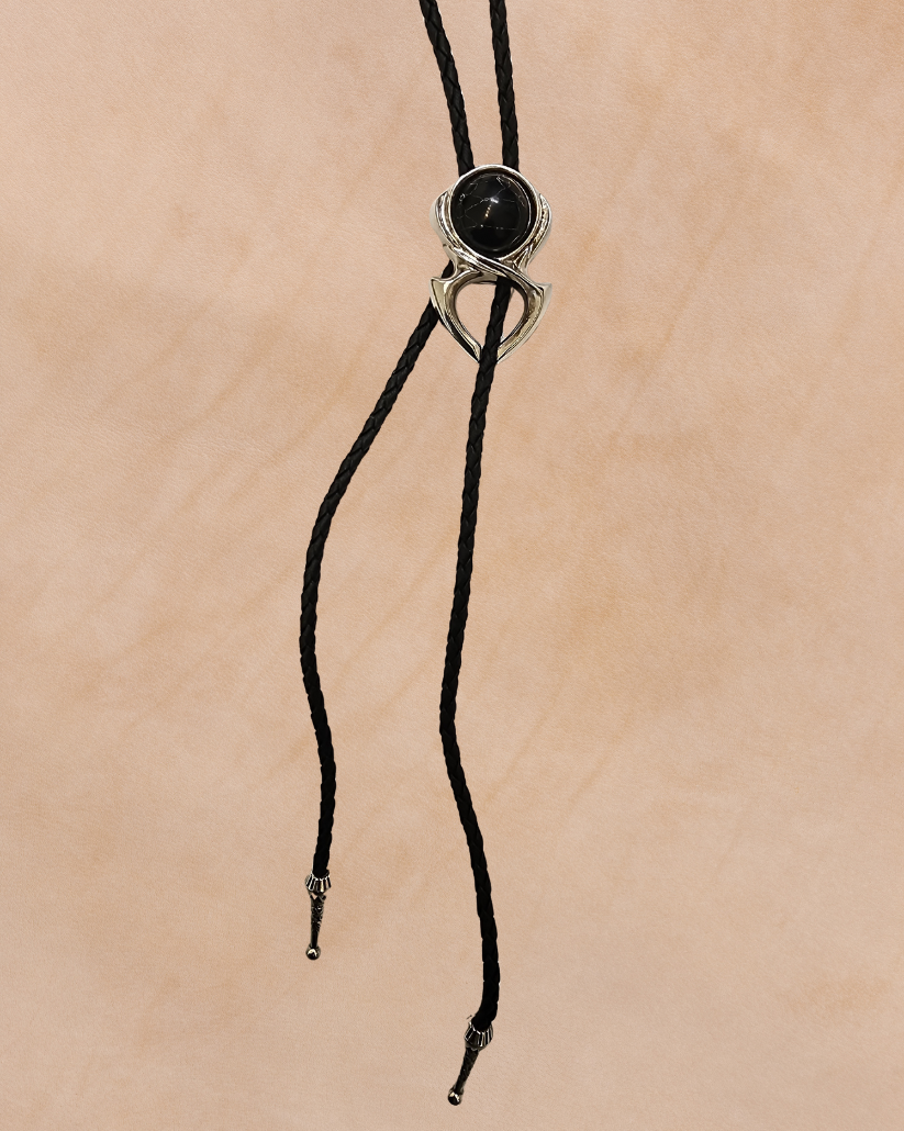 Bolo Tie Western Black Stone
