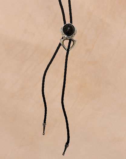 Bolo Tie Western Black Stone
